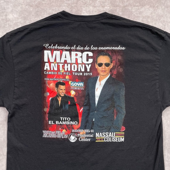 Marc Anthony 2015 Concert Tour T Shirt Mens L Black Double Sided Graphic Music - Picture 4 of 14